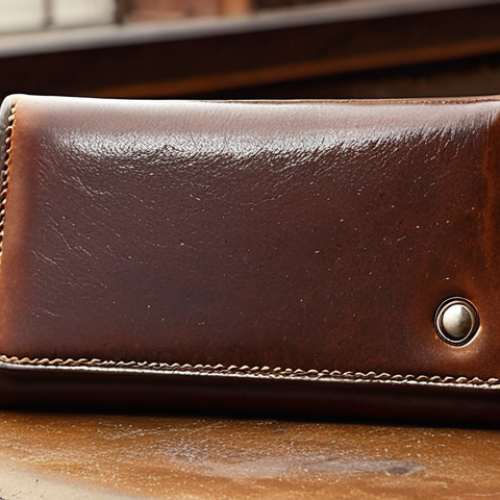 Home 18 **
"Close-up of a well-worn Montblanc full-grain calfskin wallet, displaying a rich patina. Focus on the texture of the leather and subtle details like stitching. Ambient light to emphasize the warmth and elegance. Background slightly blurred, suggesting a sophisticated, classic setting like a study or a vintage Italian cafe. Maybe include a glimpse of a stylish pen or a classic car key."
**