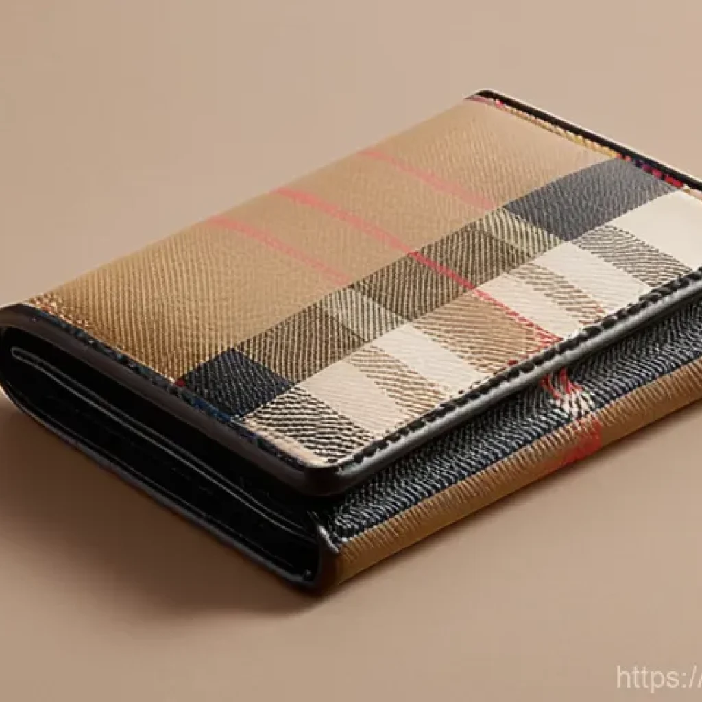 버버리 빈티지 체크 vs 루이비통 모노그램 지갑 - **Burberry Vintage Check Wallet: Understated Elegance**
"A close-up, high-definition photograph ...