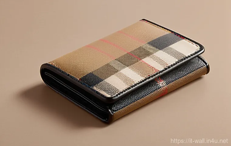 버버리 빈티지 체크 vs 루이비통 모노그램 지갑 - **Burberry Vintage Check Wallet: Understated Elegance**
    "A close-up, high-definition photograph ...