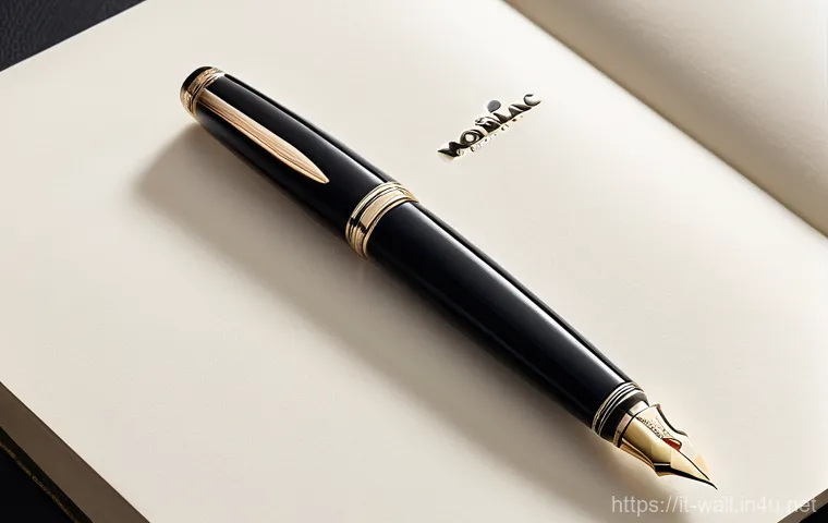 몽블랑 마이스터스튁 시리즈의 인기 비결 - An elegant, sophisticated hand, potentially wearing a tailored suit jacket or a chic blouse with a d...